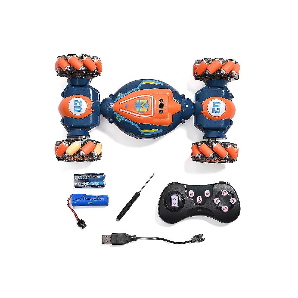 shop lc Orange 4 Wheel Light and Musical Stunt Car with Remote Control (25km/H Maximum Speed) (Charge for 2 Hours 3.7V 500mAH Lithium Battery)