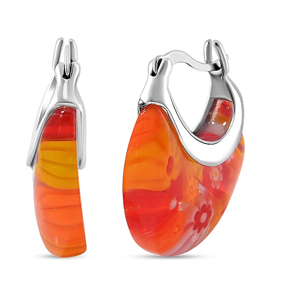 Shop Lc Orange Murano Style Basket Earrings In Stainless Steel With Lifetime Guarantee
