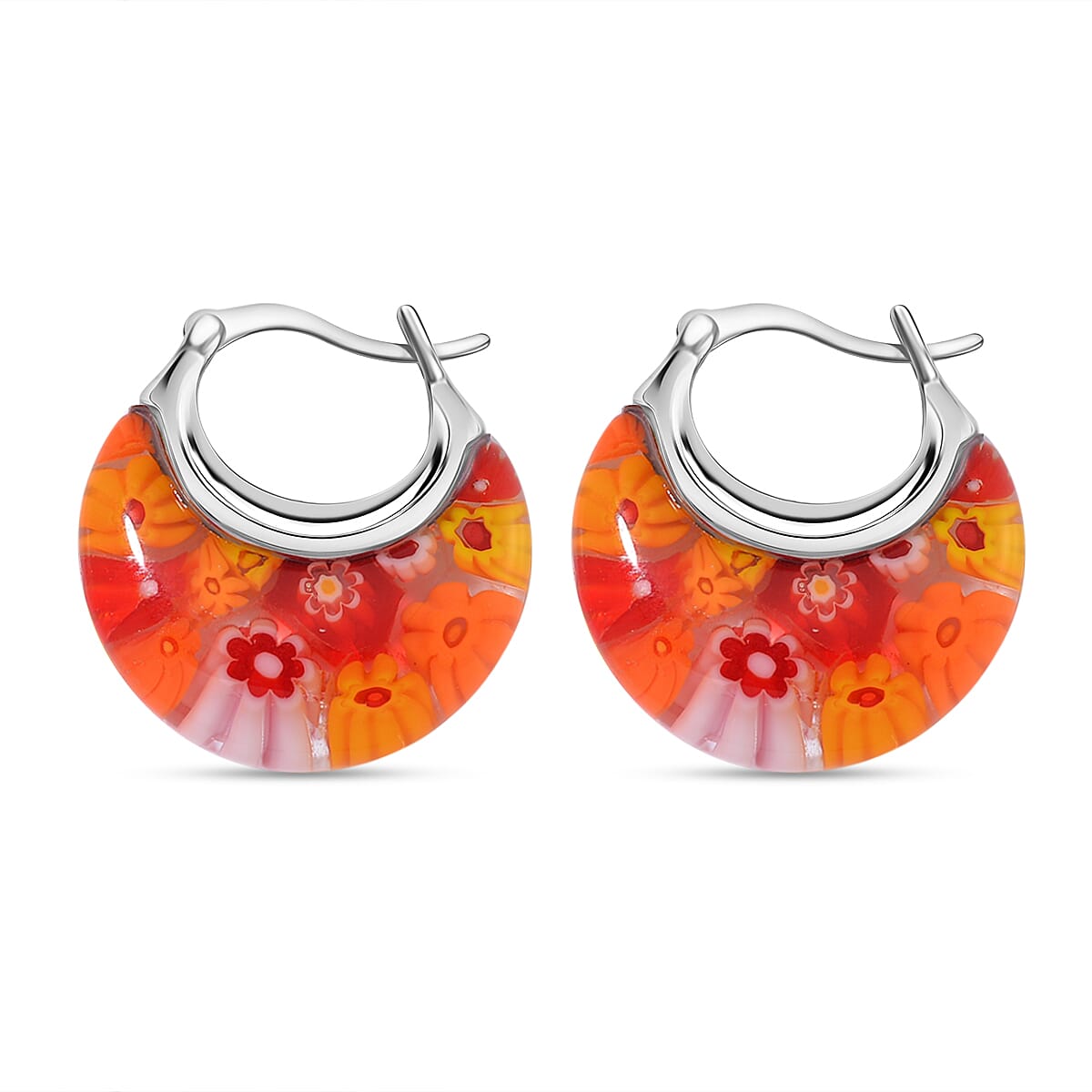 shop lc Orange Murano Style Basket Earrings in Stainless Steel with Lifetime Guarantee
