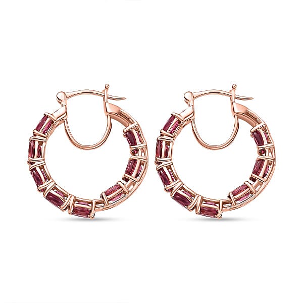 Shop Lc Ouro Fino Rubellite 7.68 Ctw Inside-out Hoop Earring In 18K Vermeil Rose Gold Over Sterling Silver