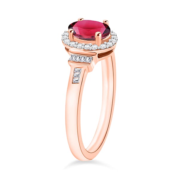 Shop Lc Ouro Fino Rubellite And Diamond 1.00 Ctw Ring In 18K Vermeil Rose Gold Over Sterling Silver (Del. In 10-12 Days)