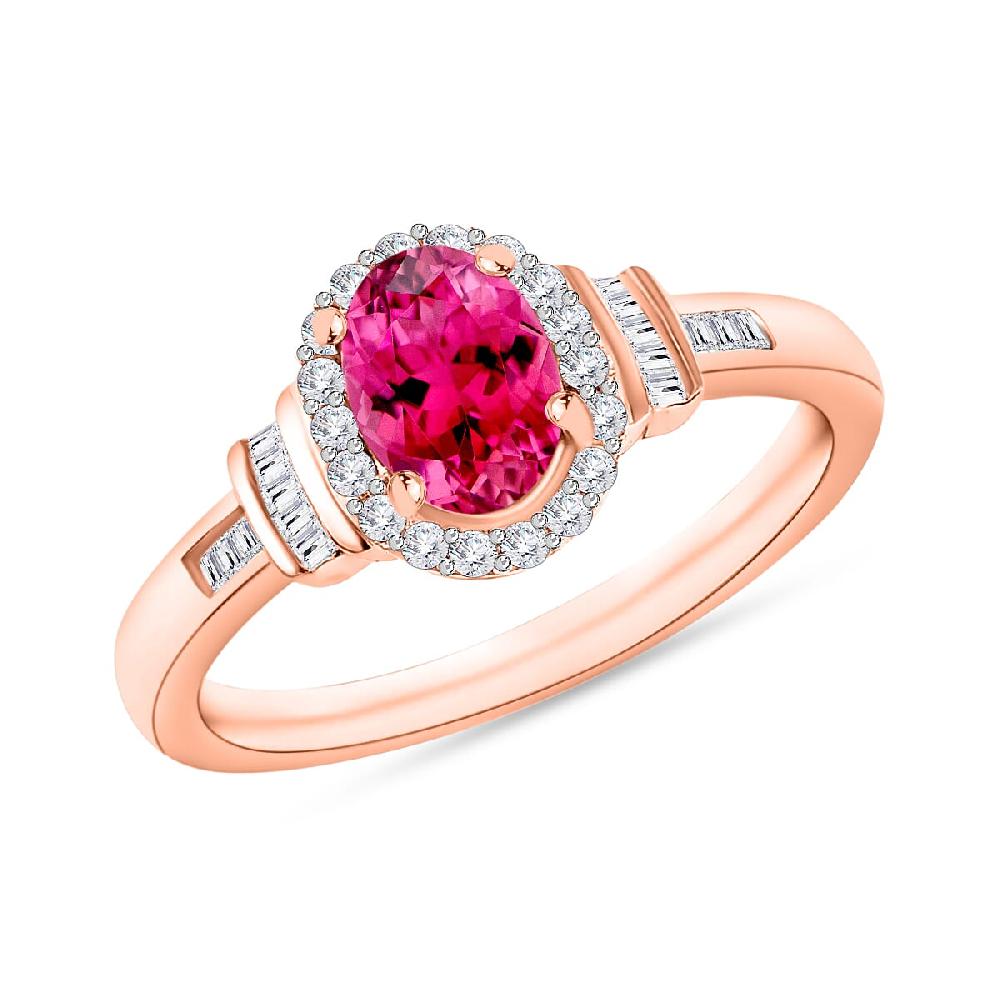 shop lc Ouro Fino Rubellite and Diamond 1.00 ctw Ring in 18K Vermeil Rose Gold Over Sterling Silver (Del. in 10-12 Days)