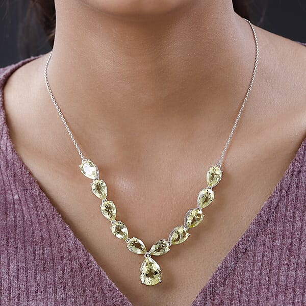 Shop Lc Ouro Verde Quartz 35.65 Ctw Necklace In Platinum Over Sterling Silver 18-20 Inches