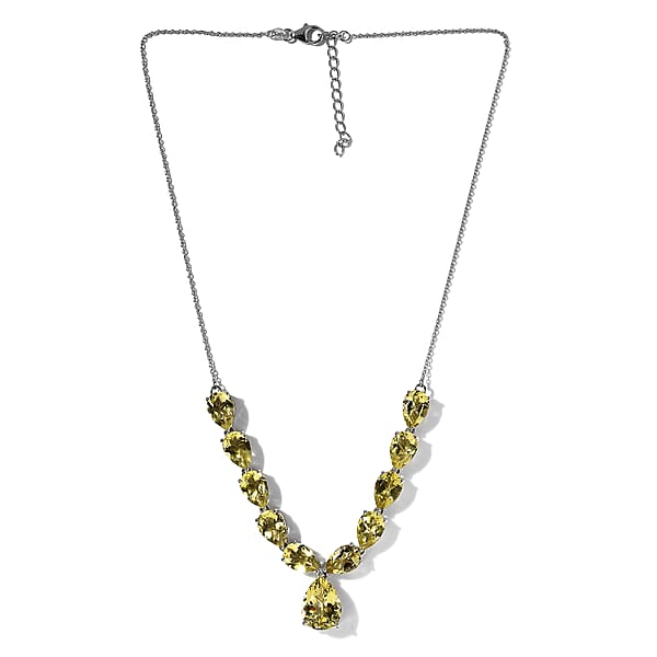 Shop Lc Ouro Verde Quartz 35.65 Ctw Necklace In Platinum Over Sterling Silver 18-20 Inches