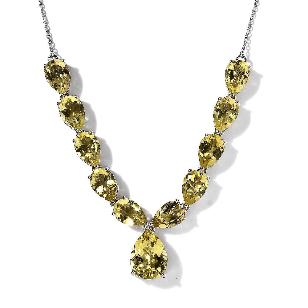 shop lc Ouro Verde Quartz 35.65 ctw Necklace in Platinum Over Sterling Silver 18-20 Inches