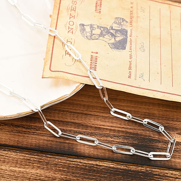 Shop Lc Paperclip Chain Necklace In Sterling Silver 20 Inches 10.50 Grams