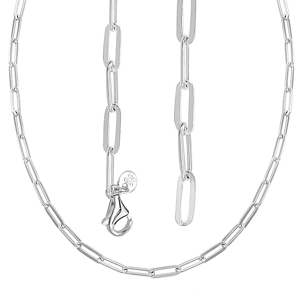 Shop Lc Paperclip Chain Necklace In Sterling Silver 20 Inches 10.50 Grams