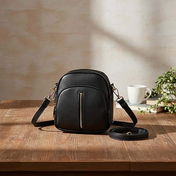 Shop Lc Passage Black Faux Leather Mini Crossbody Bag