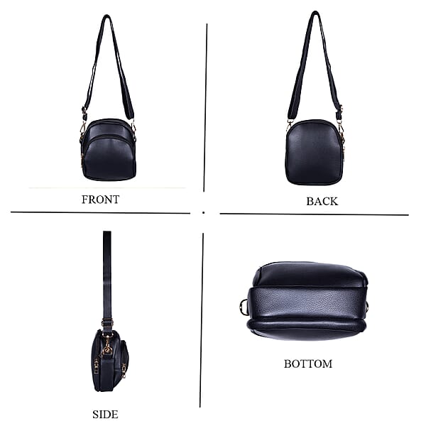 Shop Lc Passage Black Faux Leather Mini Crossbody Bag
