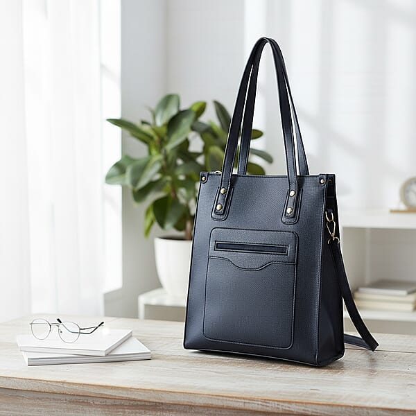 Shop Lc PASSAGE Black Faux Leather Vertical Tote Bag