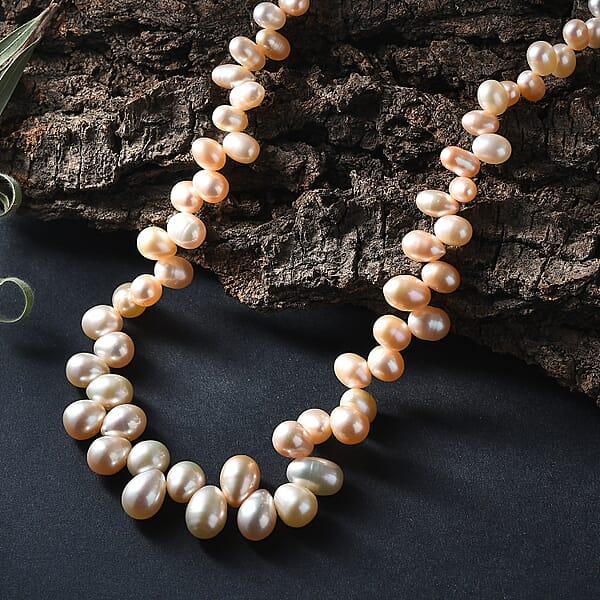 Shop Lc Peach Freshwater Pearl Dancing Bubbles Necklace 18 Inches In 18K Vermeil Yellow Gold Over Sterling Silver