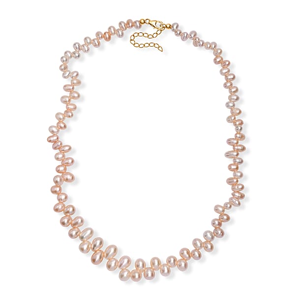 Shop Lc Peach Freshwater Pearl Dancing Bubbles Necklace 18 Inches In 18K Vermeil Yellow Gold Over Sterling Silver