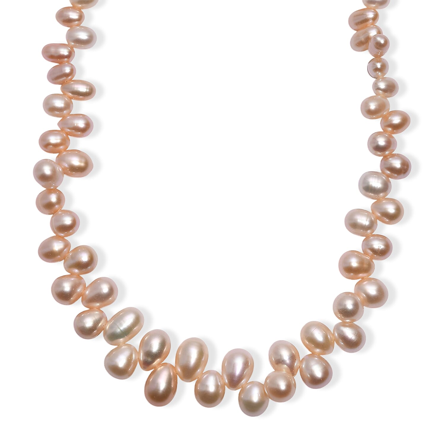 shop lc Peach Freshwater Pearl Dancing Bubbles Necklace 18 Inches in 18K Vermeil Yellow Gold Over Sterling Silver