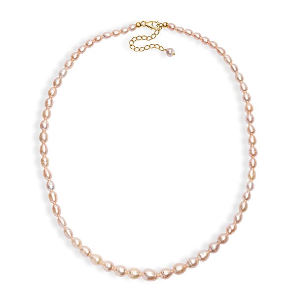 Shop Lc Peach Freshwater Pearl Drop Shape Necklace In 18K Vermeil Yellow Gold Over Sterling Silver 18 Inches