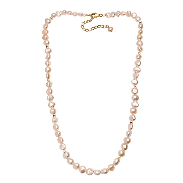 Shop Lc Peach Freshwater Pearl Fancy Necklace In 18K Vermeil Yellow Gold Over Sterling Silver 18 Inches