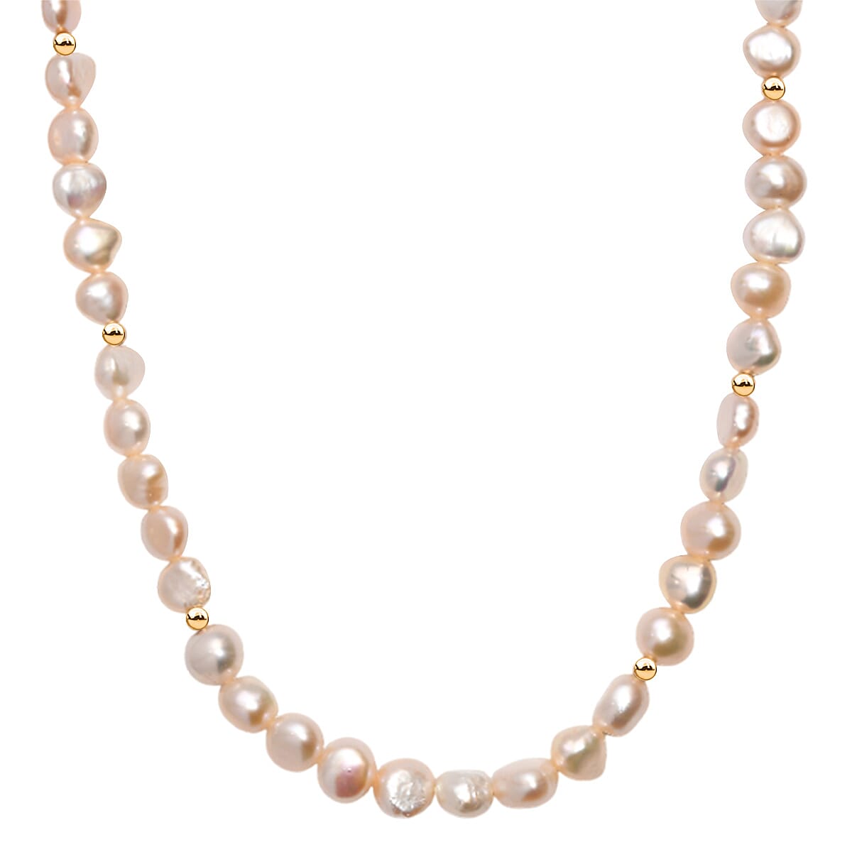 shop lc Peach Freshwater Pearl Fancy Necklace in 18K Vermeil Yellow Gold Over Sterling Silver 18 Inches