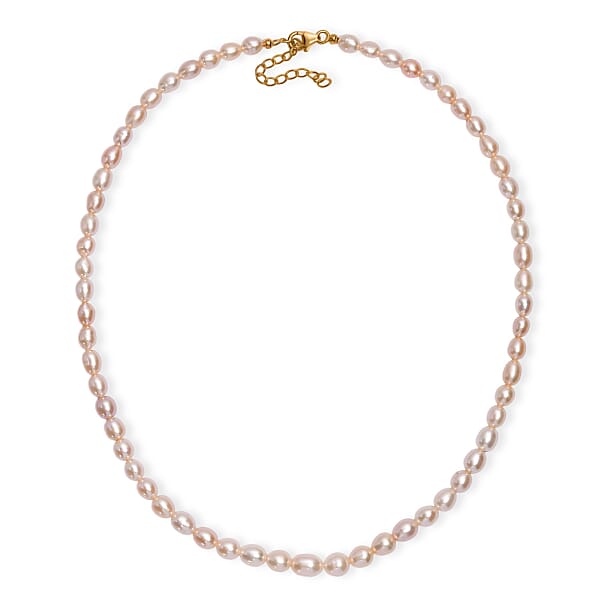 Shop Lc Peach Freshwater Pearl Necklace In 18K Vermeil Yellow Gold Sterling Silver 18 Inches