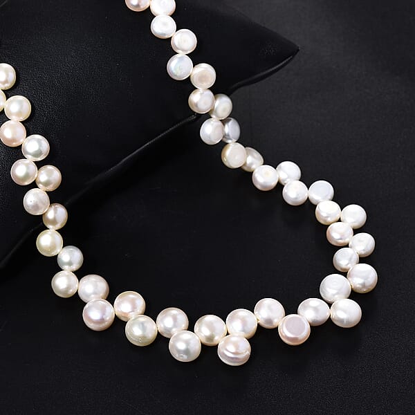 Shop Lc Peach Freshwater Pearl Necklace In 18K Vermeil Yellow Gold Over Sterling Silver 18 Inches