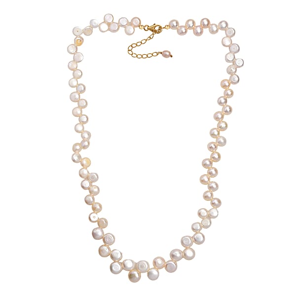 Shop Lc Peach Freshwater Pearl Necklace In 18K Vermeil Yellow Gold Over Sterling Silver 18 Inches