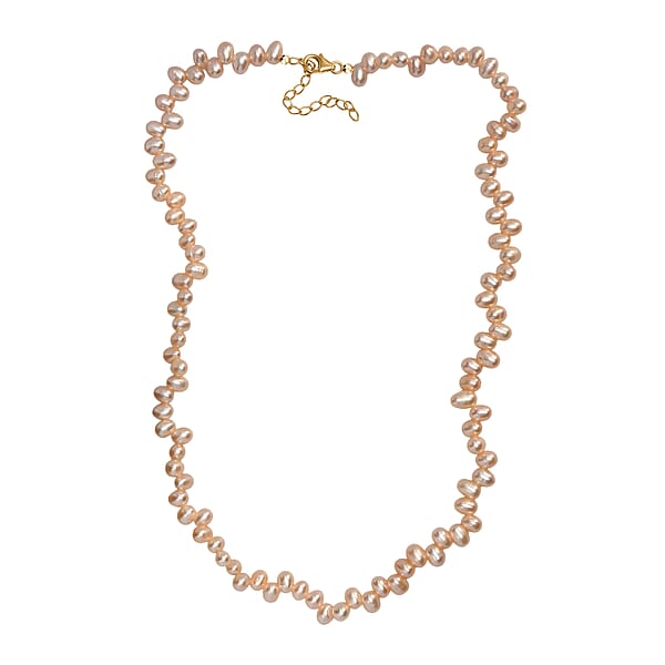 Shop Lc Peach Freshwater Pearl Necklace In 18K Vermeil Yellow Gold Over Sterling Silver 18 Inches