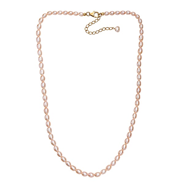 Shop Lc Peach Freshwater Pearl Oval Shape Blush Tide Necklace In 18K Vermeil Yellow Gold Over Sterling Silver 18-20 Inches