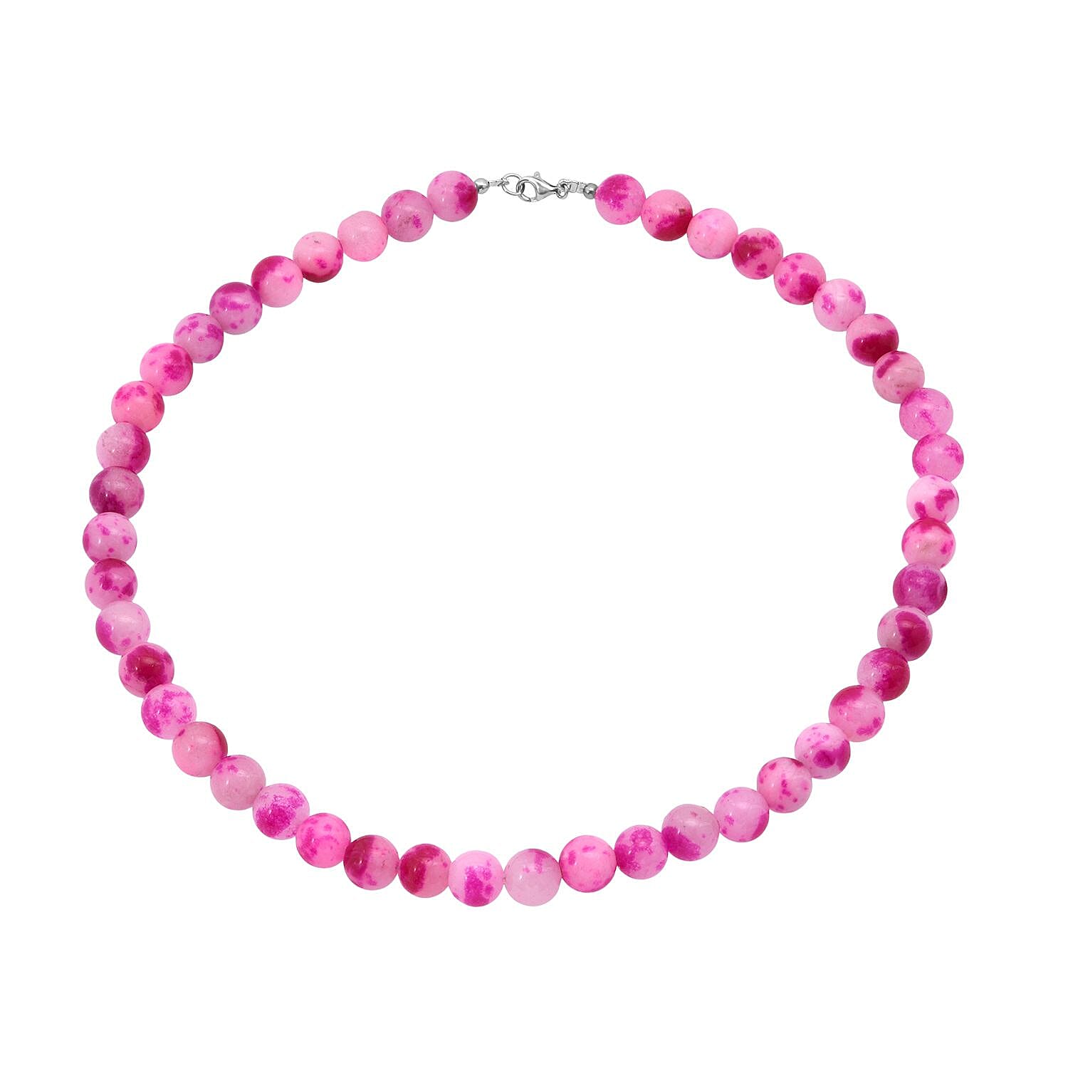 shop lc Peach Purple Watermelon Agate Beaded 335.35 ctw Necklace 18 Inches in Sterling Silver