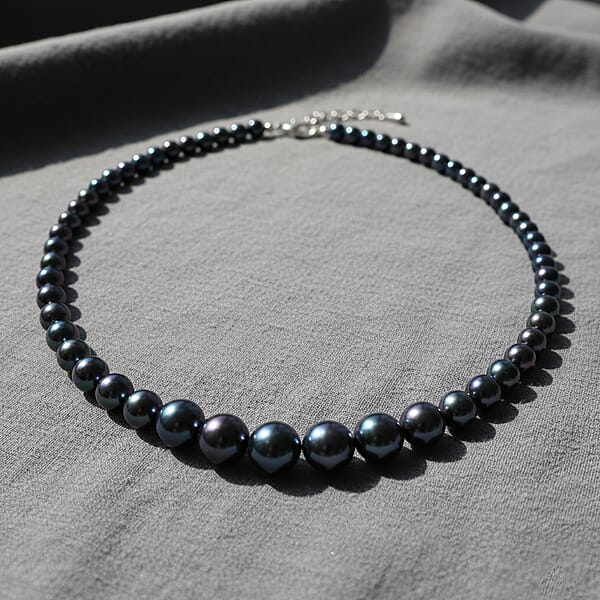 Shop Lc Peacock Color Shell Pearl Necklace In Silvertone 20-22 Inches