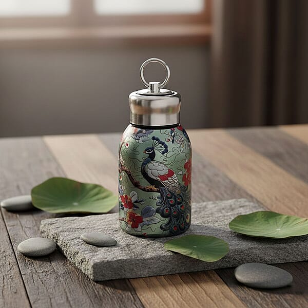 Shop Lc Peacock Pattern 260ml Double Wall Stainless Steel Water Bottle