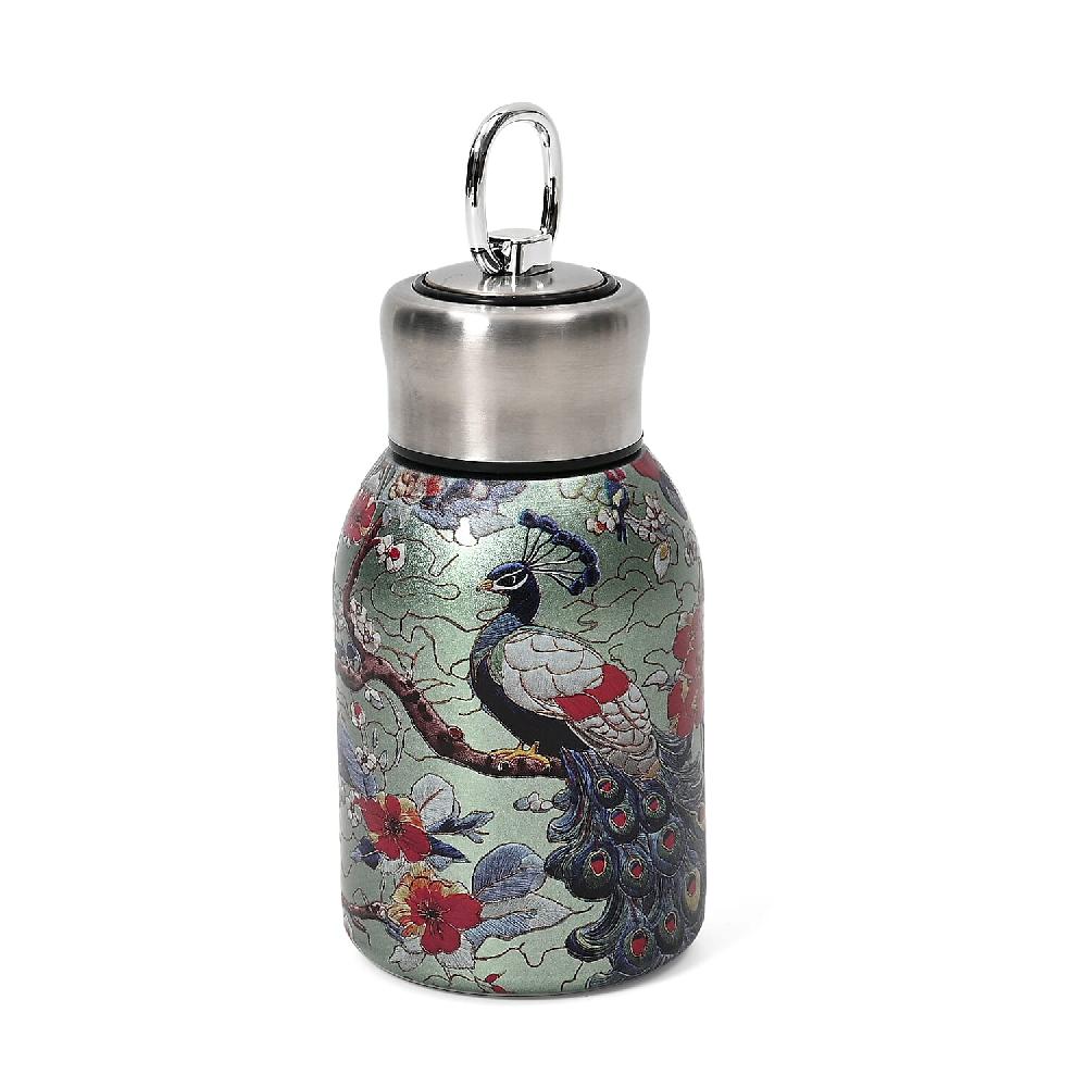 shop lc Peacock Pattern 260ml Double Wall Stainless Steel Water Bottle