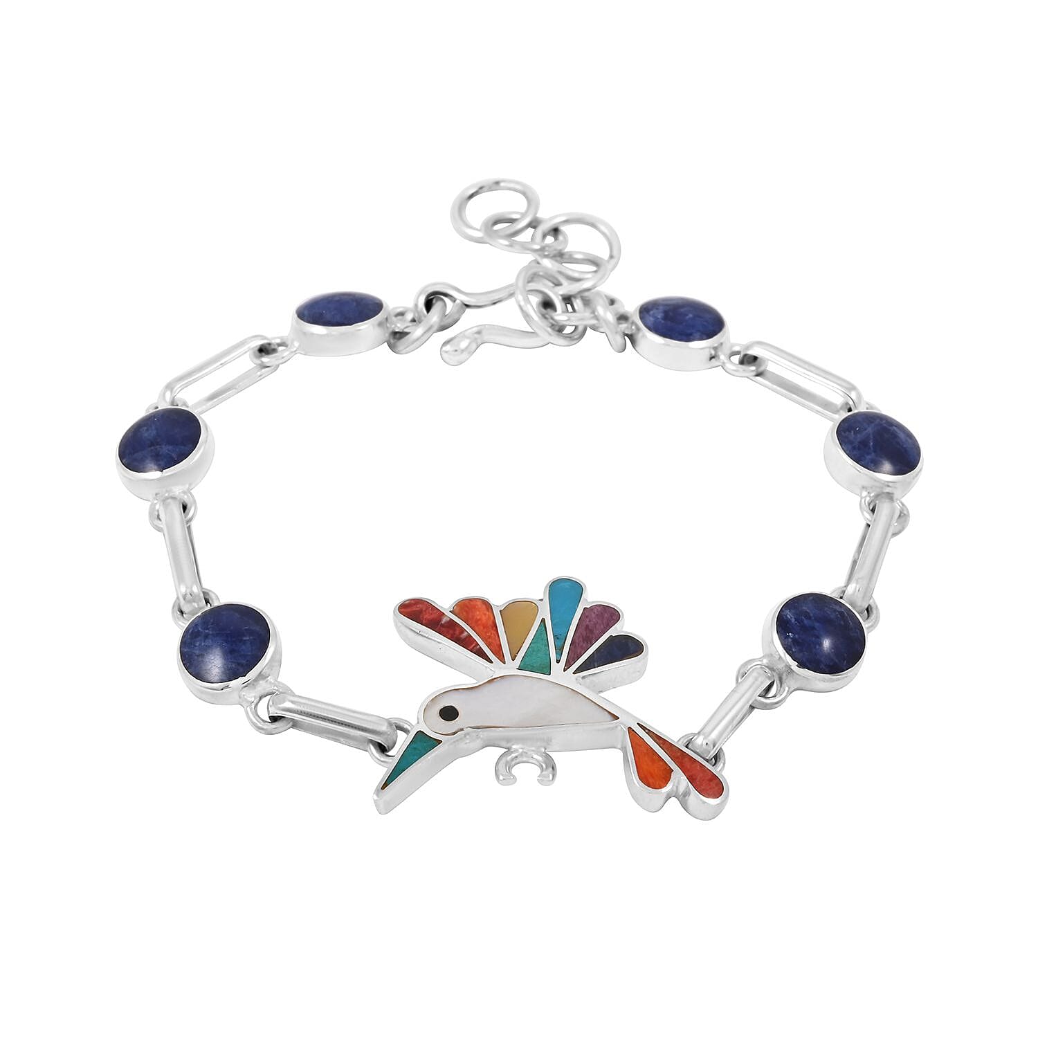 shop lc Peruvian Artistry Multi Gemstone Lima Bracelet in Sterling Silver (6.50-7.5In)