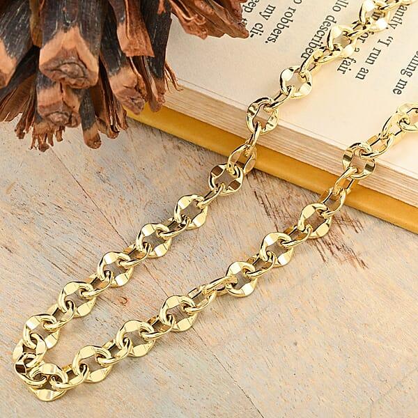 Shop Lc Piccolo Specchio Rolo Italian 10K Yellow Gold Chain Necklace 18 Inches 7.30 Grams
