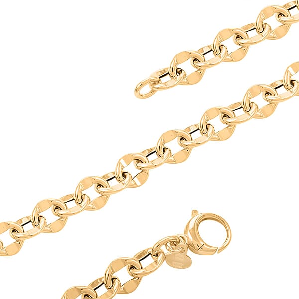 Shop Lc Piccolo Specchio Rolo Italian 10K Yellow Gold Chain Necklace 18 Inches 7.30 Grams
