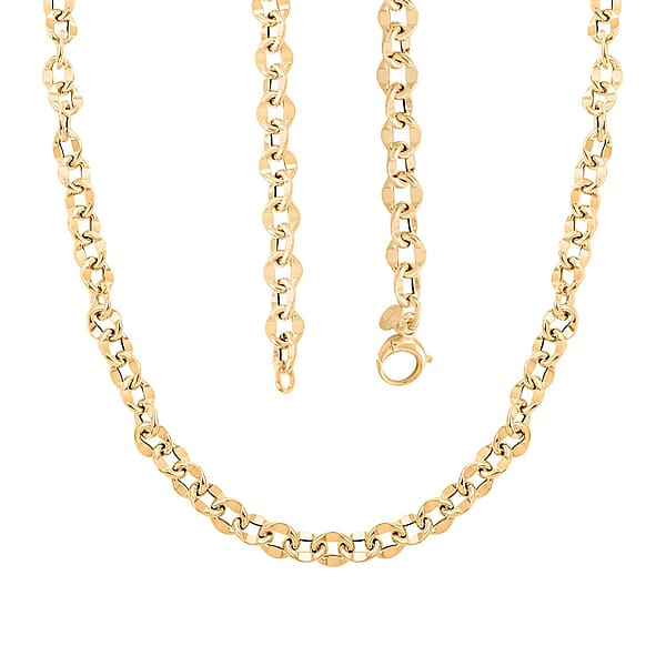Shop Lc Piccolo Specchio Rolo Italian 10K Yellow Gold Chain Necklace 18 Inches 7.30 Grams