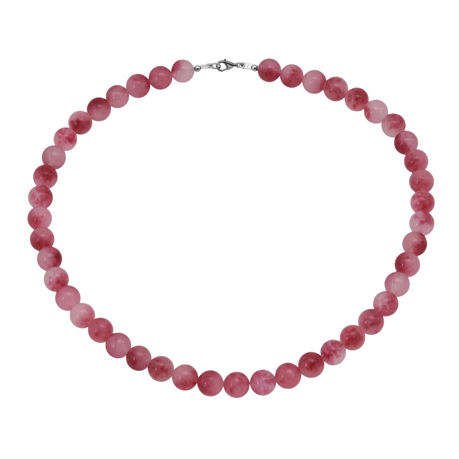 shop lc Pink Agate Beaded 290.00 ctw Necklace 18 Inches in Sterling Silver