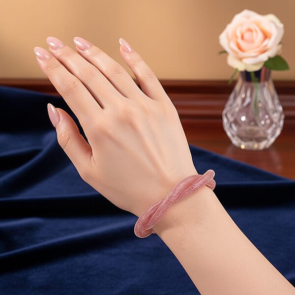 Shop Lc Pink Austrian Crystal Twisted Rope Bracelet In Rosetone (9.5-11.5In)