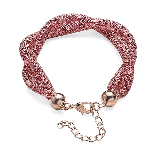 Shop Lc Pink Austrian Crystal Twisted Rope Bracelet In Rosetone (9.5-11.5In)