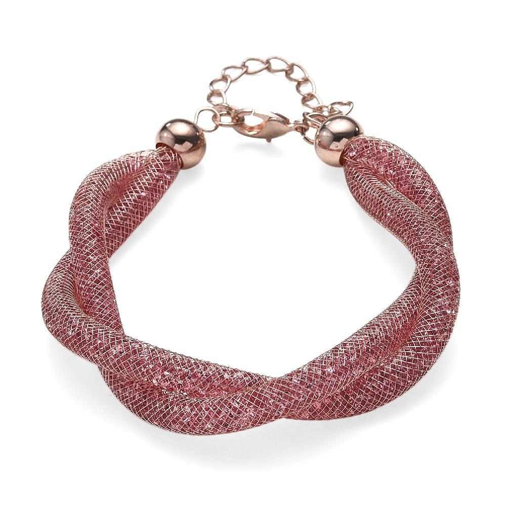 shop lc Pink Austrian Crystal Twisted Rope Bracelet in Rosetone (9.5-11.5In)