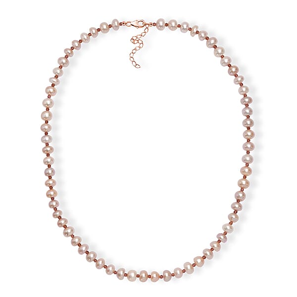 Shop Lc Pink Freshwater Pearl And Orissa Rhodolite Garnet 10.00 Ctw Necklace In 18K Vermeil Rose Gold Over Sterling Silver 18 Inches