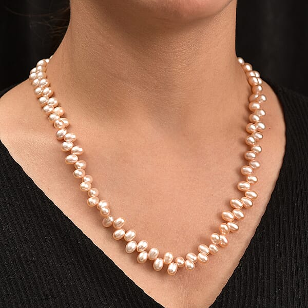 Shop Lc Pink Freshwater Pearl Dancing Bubbles Necklace In 18K Vermeil Yellow Gold Over Sterling Silver 18 Inches