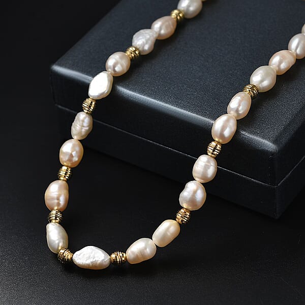 Shop Lc Pink Freshwater Pearl Golden Shoreline Necklace In 18K Vermeil Yellow Gold Over Sterling Silver 18 Inches