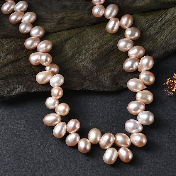 Shop Lc Pink Freshwater Pearl Necklace In 18K Vermeil Rose Gold Over Sterling Silver