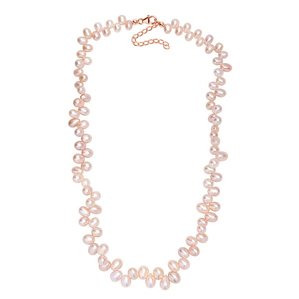Shop Lc Pink Freshwater Pearl Necklace In 18K Vermeil Rose Gold Over Sterling Silver