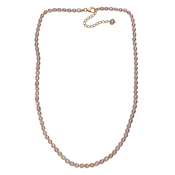 Shop Lc Pink Freshwater Pearl Oval Shape Necklace In 18K Vermeil Yellow Gold Over Sterling Silver 18 Inches