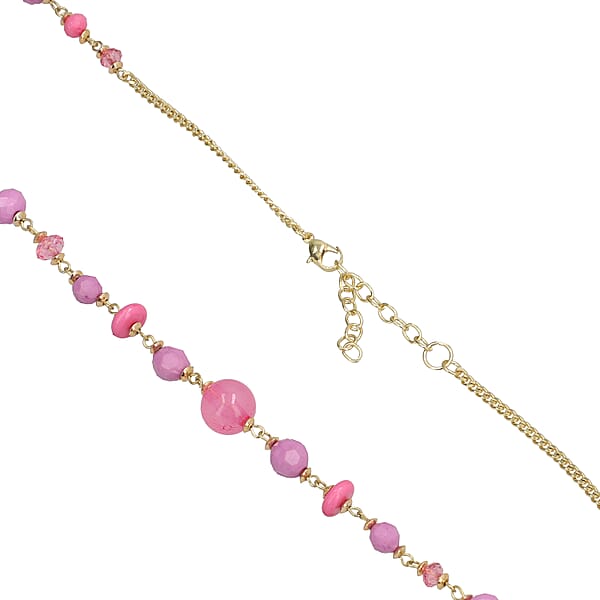 Shop Lc Pink Glass Beaded Necklace In Goldtone 36-38 Inches