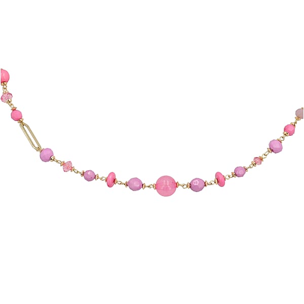 Shop Lc Pink Glass Beaded Necklace In Goldtone 36-38 Inches