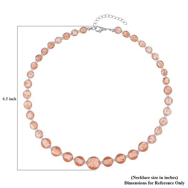 Shop Lc Pink Glass Beaded Necklace In Silvertone 20-22 Inches