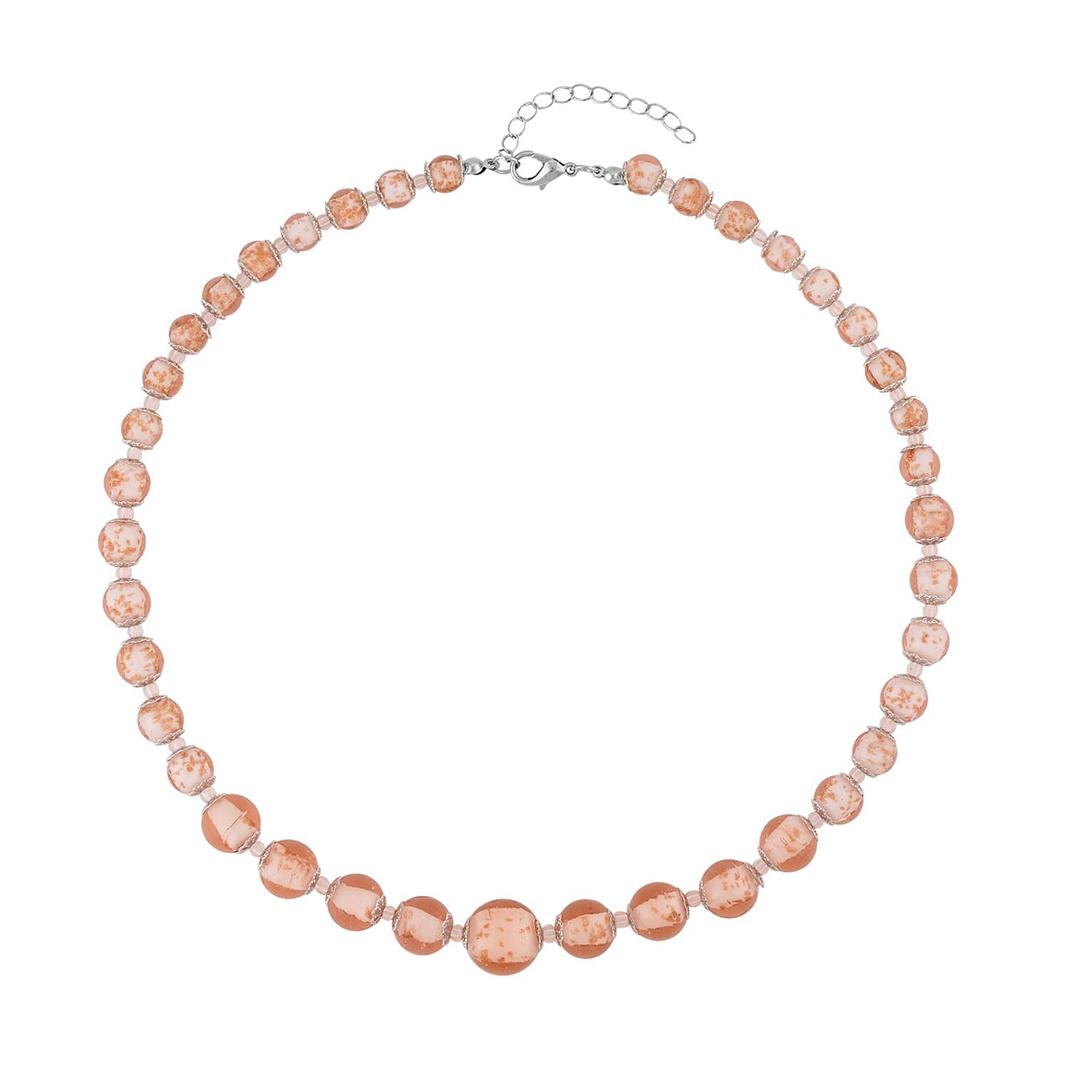 shop lc Pink Glass Beaded Necklace in Silvertone 20-22 Inches