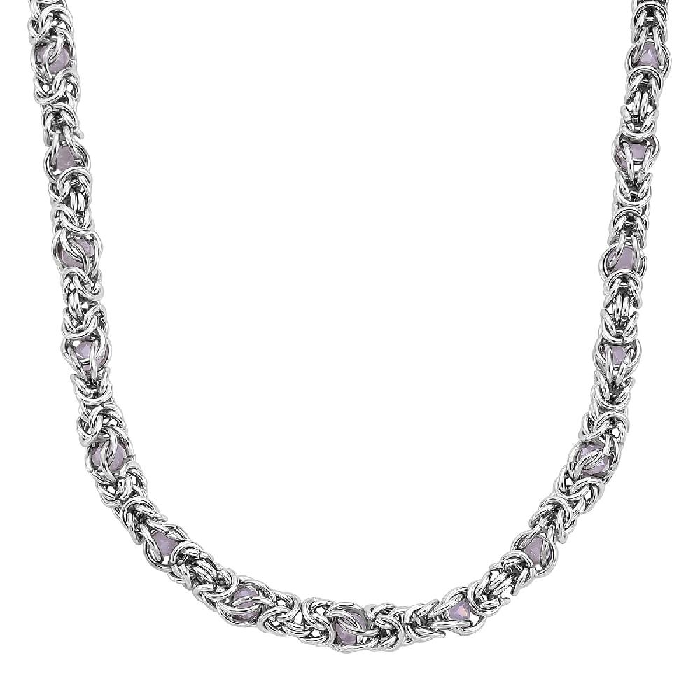 shop lc Pink Magic Color Glass Interlock Weave Chain Necklace in Stainless Steel (20-22 Inches)