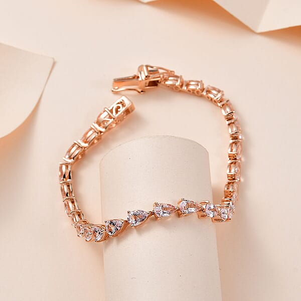 Shop Lc Pink Morganite Tennis Bracelet In Vermeil Rose Gold Over Sterling Silver (7.25 In) 9.85 Ctw