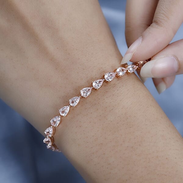 Shop Lc Pink Morganite Tennis Bracelet In Vermeil Rose Gold Over Sterling Silver (7.25 In) 9.85 Ctw